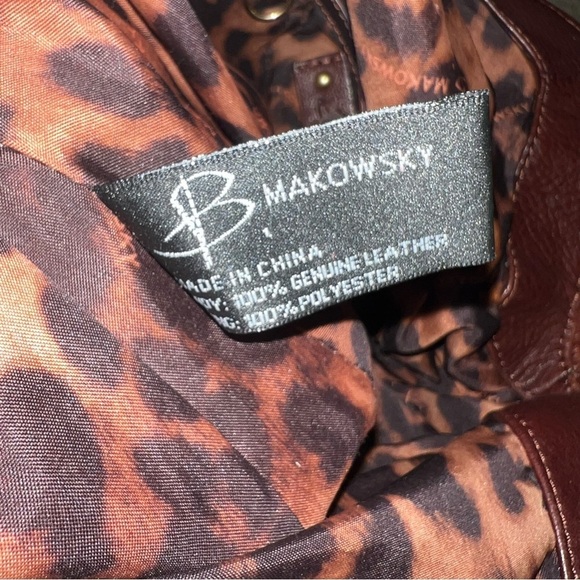 B. Makowsky Brown Leather Shoulder Bag Tote Purse - Picture 11 of 15